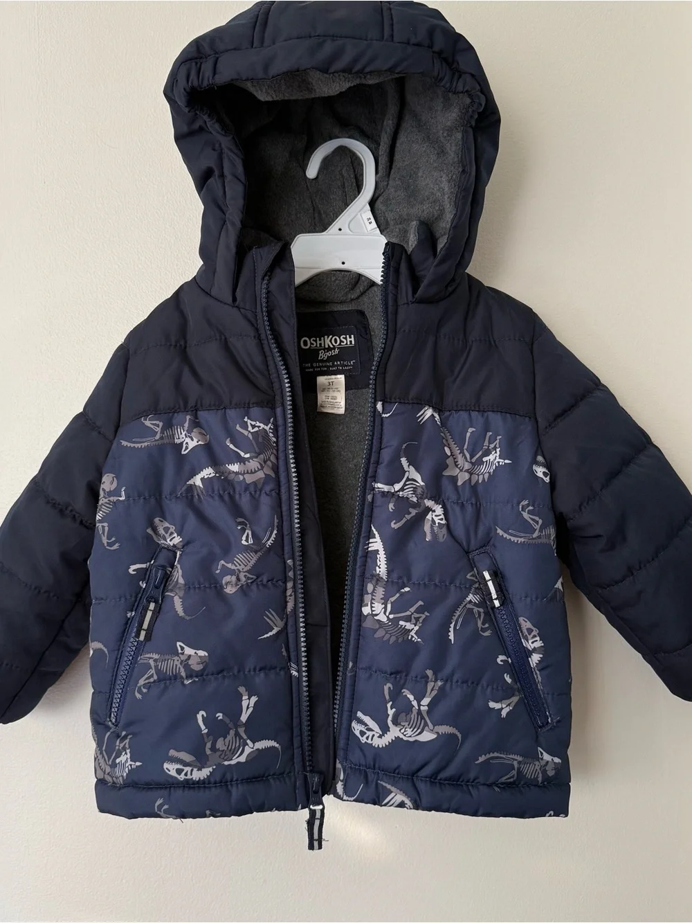 Navy Kids 2-Piece Puffer Snow Suit with Dino Print (Coat, snow pants)